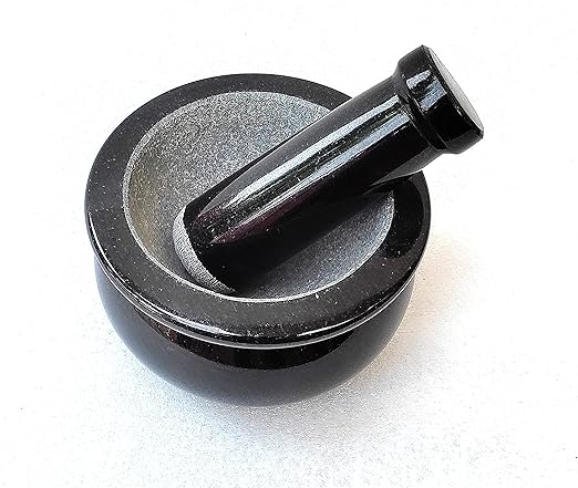 Granite Mortar & Pestle Rectangular (Black, 6 Inch)