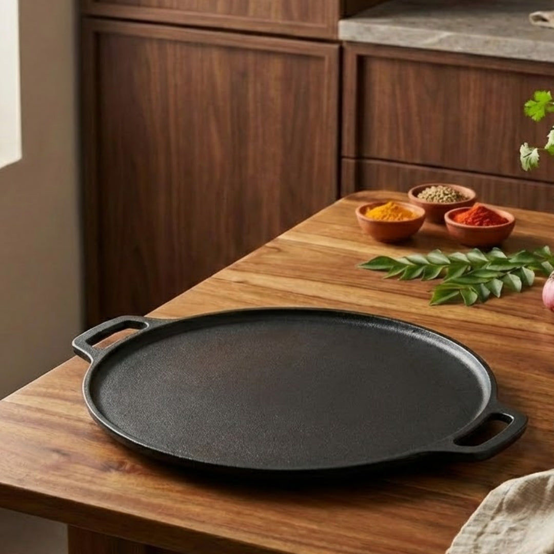 Cast Iron Dosa Tawa – 12 Inch Pre-Seasoned, Induction Friendly