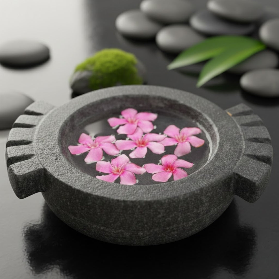 Handcrafted Stone Urli Bowl for Home Décor – 10 Inch