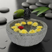 MYNAKSHA Stone Round Shape Urli/Floating Flower Traditional Decorative Beautiful Handcrafted Urli Bowl for Home, Office and Table Décor, 10 inch