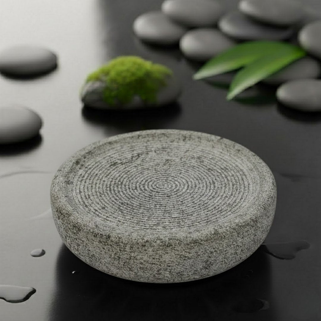 MYNAKSHA Traditional Round Shape Sandalwood, Turmeric, Haldi Grinding Rubbing Mortar Stone/Manjal Ora Kallu/Urasu Marunthu for Baby (8 inch)