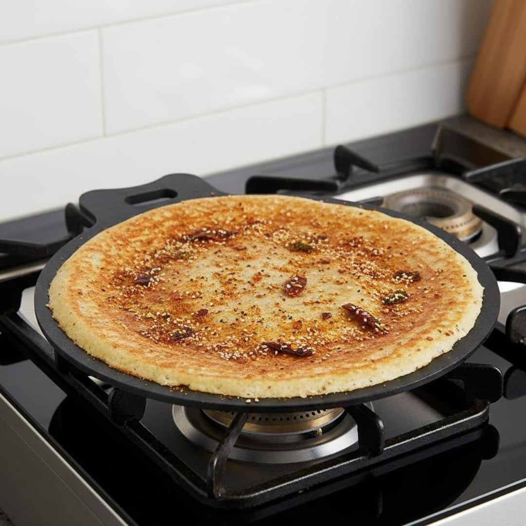 12 Inch Iron Dosa Tawa with Free Turner ( Black)