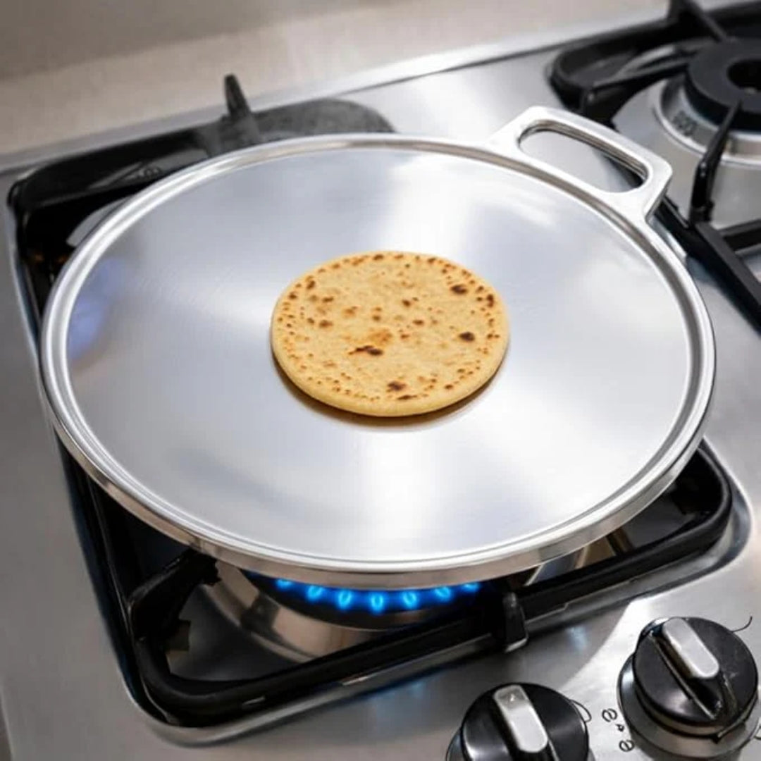 Pre-Seasoned Indolium Dosa Tawa – 12 Inch, 10mm flat with 5mm Raised Border