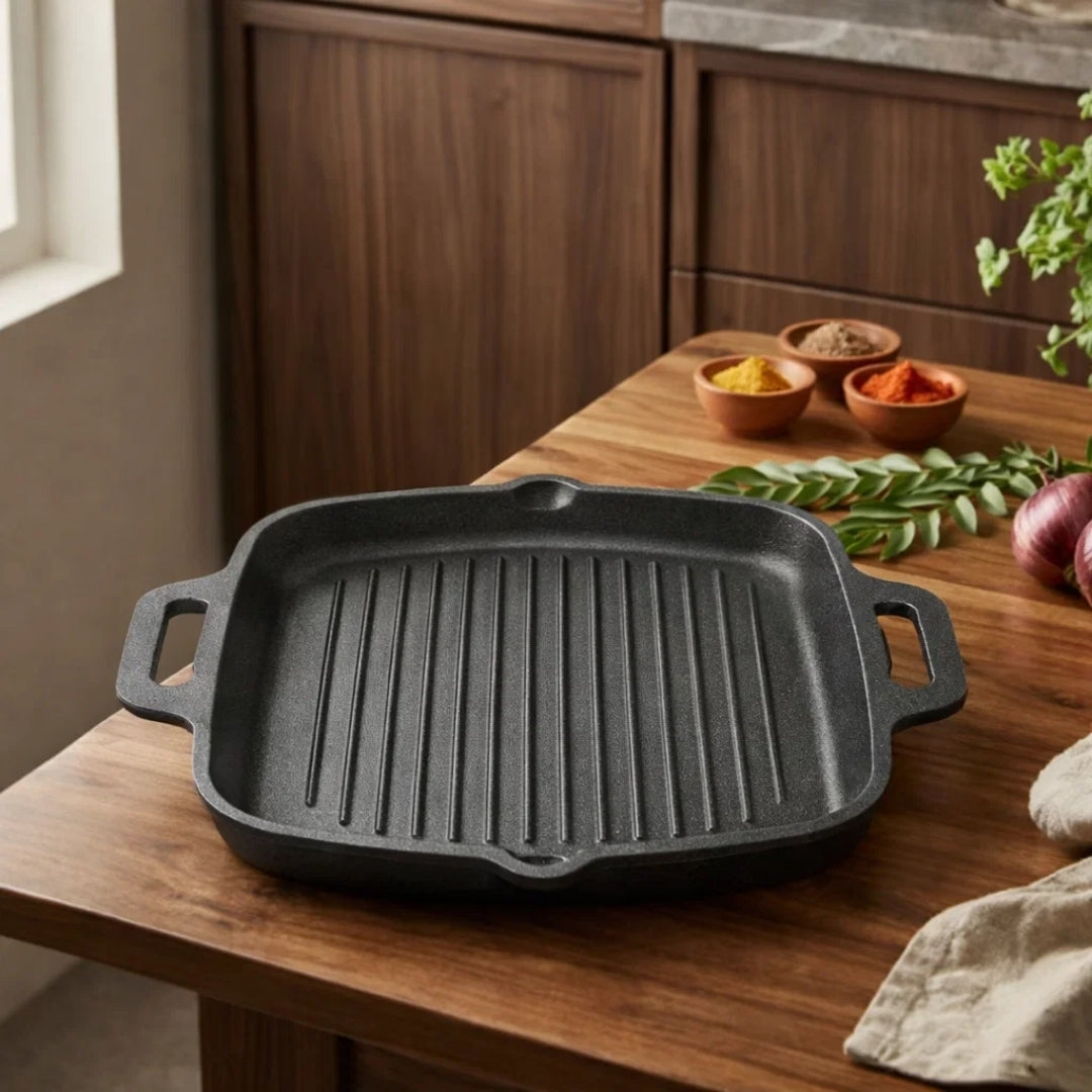 Pre-Seasoned Cast Iron Grill Pan – 10.25 Inch