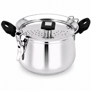 Nakshathra Stainless Steel Rice Strainer Pot with Lid, Heavy Base Rice Cooker with Locking Handles, Induction & Gas Compatible, Drain Easily, Ideal for Pasta, Lentils,Noodles & Vegetables