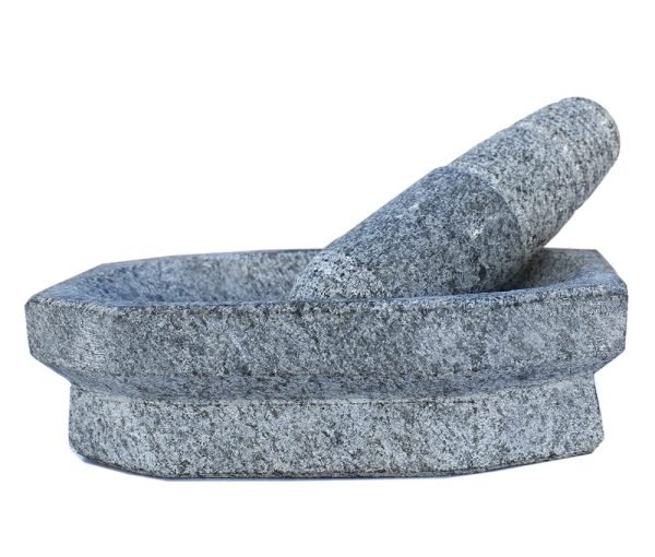 MYNAKSHA Mortar and Pestle Set Stone 6inch Grey