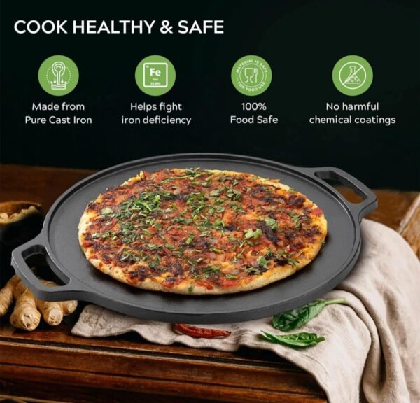Nakshathra Cast Iron Tawa for Dosa/Chapathi | 30.2cm/11.8 inch, 2.4kg | Induction Friendly | Nonstick, Pre-Seasoned Tawa, 100% Pure & Toxin-Free, No Chemical Coating, Black