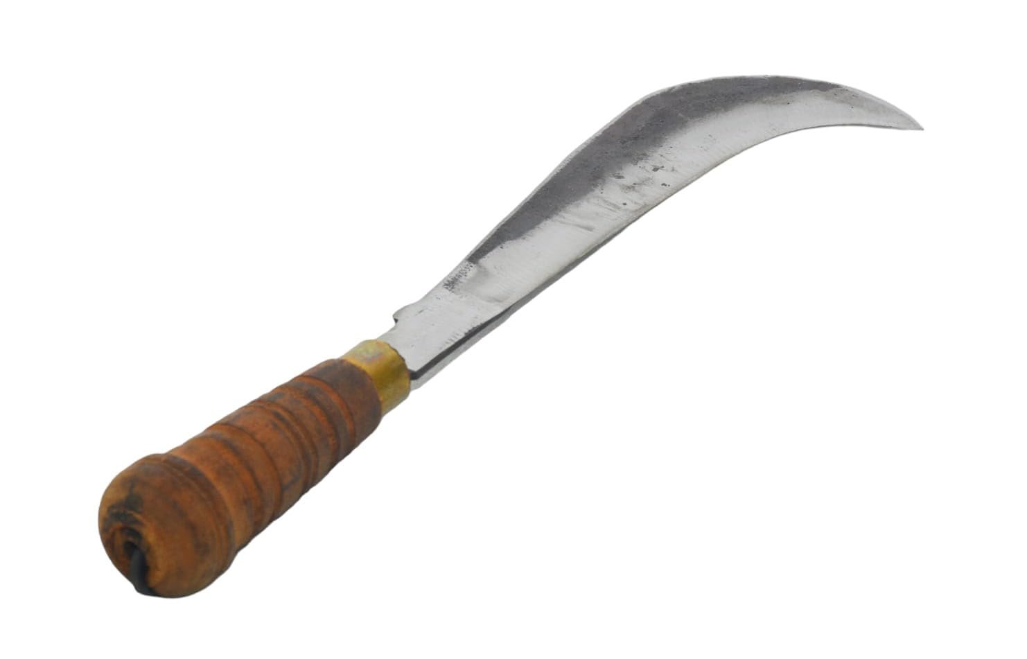 Handmade Iron Aruval with Wooden Handle | Traditional South Indian Billhook Knife | Multipurpose Vettukathi for Coconut Cutting and Gardening (7.8 Inch)