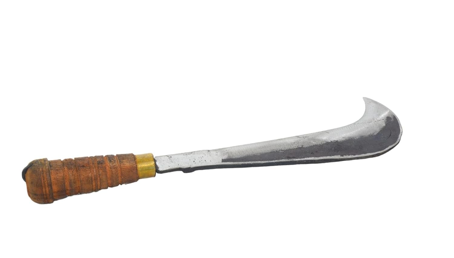 Handmade Iron Aruval with Wooden Handle | Traditional South Indian Billhook Knife | Multipurpose Vettukathi for Coconut Cutting and Gardening (7.8 Inch)