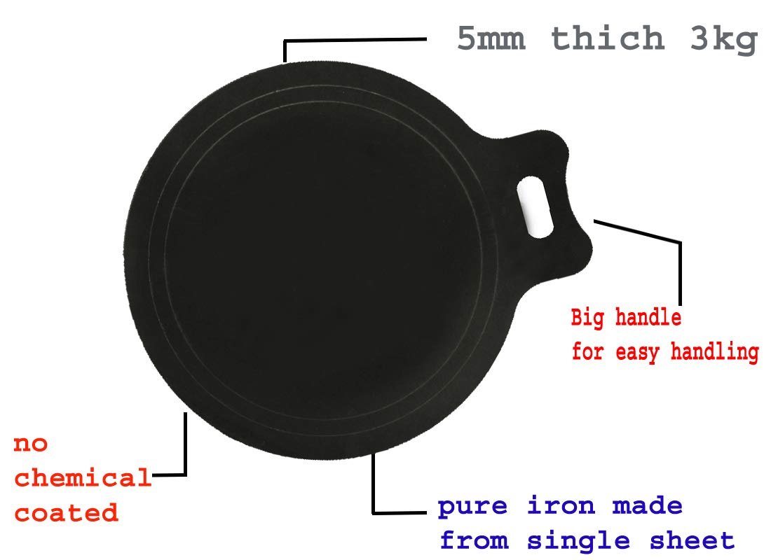 Naksha Iron Tawa, Dosa Tawa, Dosa Pan, Dosa Kallu, 14 Inches, Black, 1 Piece